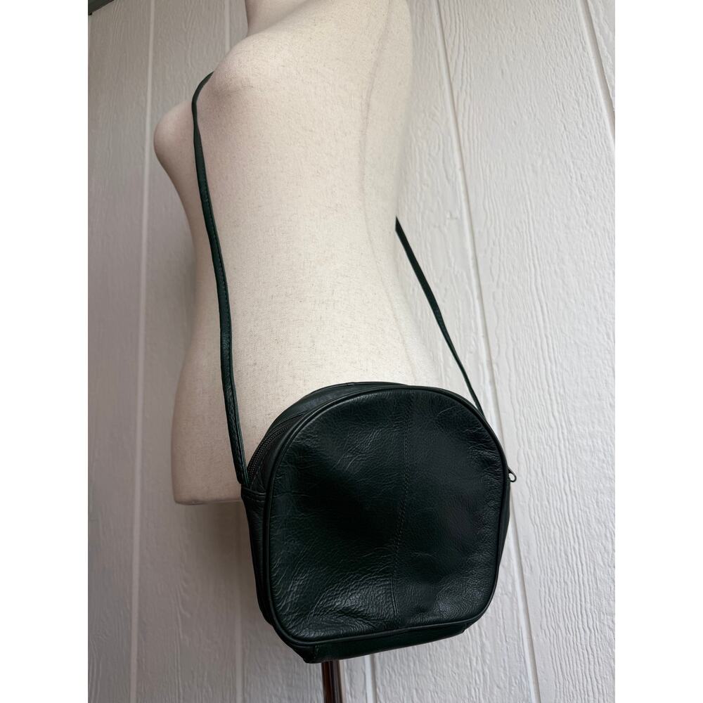 Vintage Carlos D' Santi Forest Green Genuine Leather Crossbody Shoulder Bag Boho - Picture 3 of 8